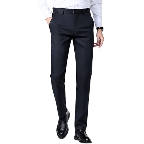 Maiyifu-GJ Men's Casual Slim Fit Dress Pants Summer Stretchy Suit Pants Straight Fit Solid Color Work Pants​
