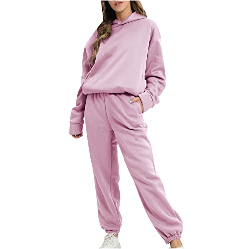 Conjunto feminino de duas peças para outono e inverno, moletom com capuz e manga comprida, moletom c