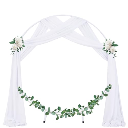 Image of Socomi Wedding Arch Draping Fabric 1 Panel 29 inch x 19Ft White Sheer Chiffon Curtain Drapes 6 Yards for Wedding Ceremony Birthday Party Decoration