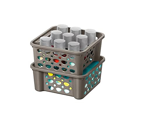 Sanremo Conjunto de Cesta Empilhável Marom ,Plástico