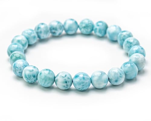 ラリマー　希少念珠、高品質、天然石　天然無処理、水晶　ブレスレット　数珠　一点物 1点モノ・送料無料】ラリマー 6ミリ ブレスレット 世界三大