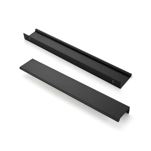 khtumeware 10 Pack Matte Black Finger Pulls Edge Pulls 8in Cabinet Handles Drawer Finger Pulls Concealed Drawer pulls Kitchen Hardware