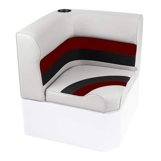 Wise 8WD133-1009 Deluxe Series Pontoon Radius Corner Seat Cushion Set, White/Red/Charcoal