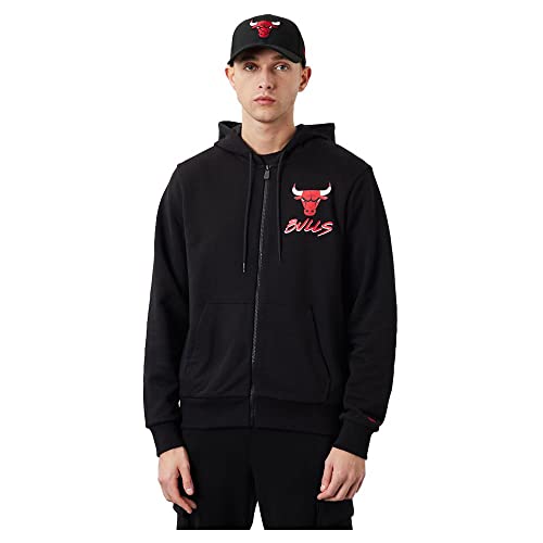 New Era NBA Chicago Bulls Script Sweatjacke Herren Zip Hoodie schwarz L
