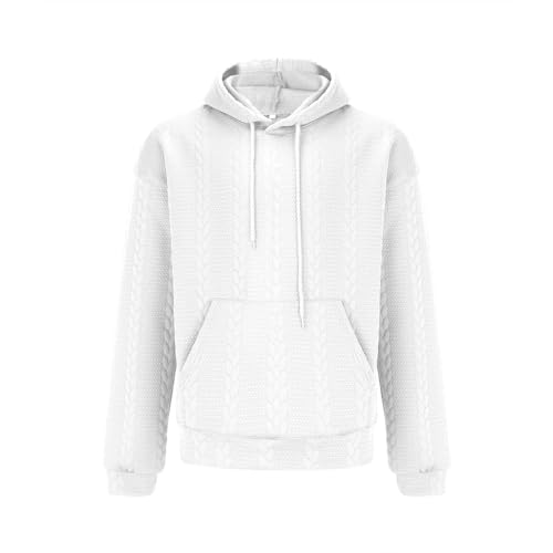 Sweats à capuche légers homme : pull en tricot tendance blanc manteau décontracté XXL