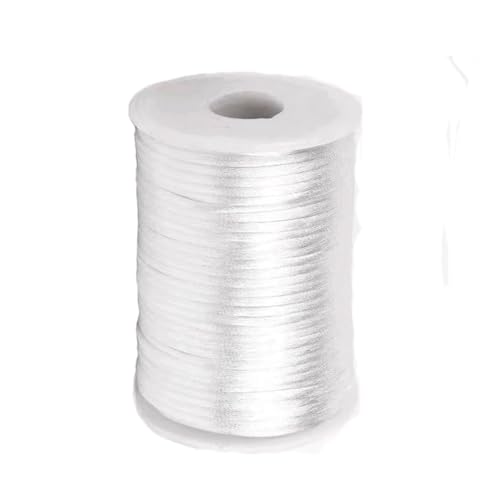 Paybous 3.0 mm x 54 Yards Nylon Satin Cord Beading Braided Thread String for Chinese Knotting Rattail Macrame Bracelets Necklaces Jewelry Making (White)