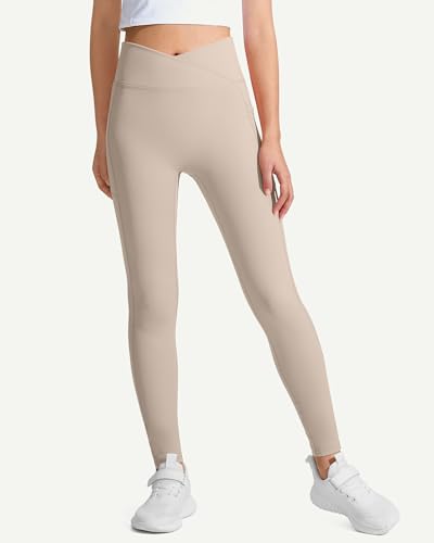 Image of JOCMIC Girls Athletic Leggings High Waist for Kids Yoga Dance Gym Pants with Pocket