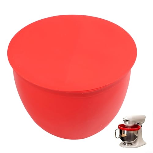 Forros de silicona para batidoras de pie Qt, resistentes al calor, aptos para lavavajillas, antideslizantes, compatibles con insertos para mezcladores (rojo)