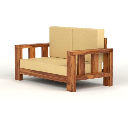 Image of Solid Sheesham Wood 5 Seater Sofa Set for Living Room | 5 Seater Sofa Set | Stylist & Comfact Sofa Set for Home Decor | (Honey Finish2, 5)