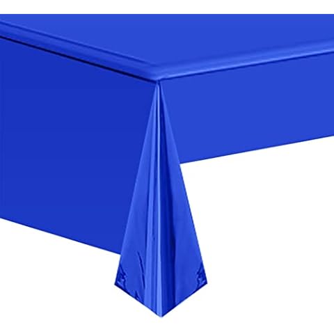 ATBEAMEN 137x274cm Foil Blue TableCloths Party Metallic Table Cover,54 x 108 Inch Rectangle Dark Blue Foil Table Cloth Indoor or Outdoor Baby Shower,Birthday, Wedding,Halloween,Xmas Party Table Decor Cover
