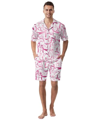 Men's Printed Pajamas Sets Short Sleeve Sleepwear Loungewear Pajamas Button Down Soft Pj Sets3