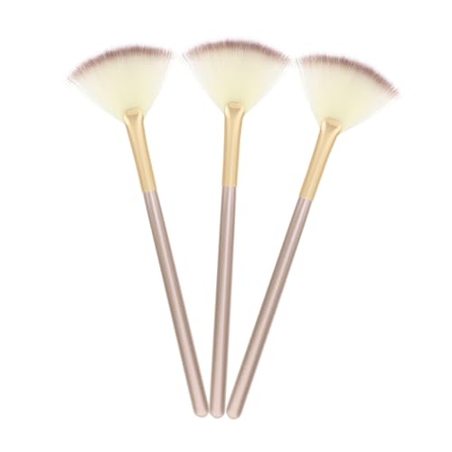 IWOWHERO Highlighter Brush Makeup Fan 3pcs Blush Brush Set Soft Facial Brushes Fan Mask for Festival Teenager Girls