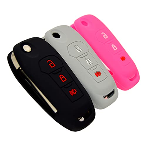 Image of Silicone Key Fob Cover Remote Protector for Ford F150 F250 F350 F450 F550 Raptor Ranger Transit Fusion Bronco EcoSport Escape Explorer Expedition Lightning Maverick XLT (Flip Key)
