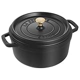 【最大30日間お試し対象】 staub ストウブ 「 ピコ ココット ラウンド ブラック 22cm 」 両手 ホーロー 鍋 IH対応 【シリアルナンバー付き日本正規販売品】 La Cocotte Round 40509-305