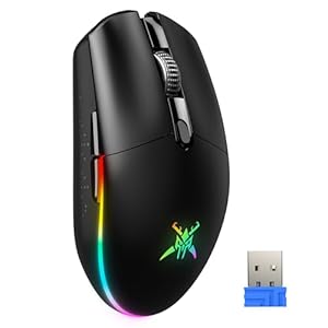 TECKNET Kabellose Gaming-Maus, RGB 2.4G/USB-C Kabelgebundene Gaming-Maus, 8000 DPI Wiederaufladbar, PC Gaming Mouse mit Programmierbaren Tasten, 72g Ultraleicht Maus für Windows XP/11/10/8/7 usw