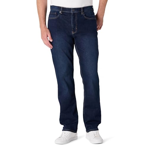 Amazon Essentials Jeans dalla vestibilità Comoda Uomo, Lavaggio Midnight Scuro, 38W / 32L