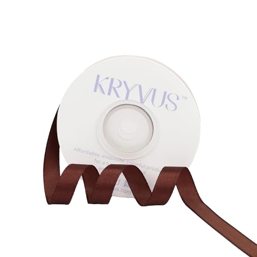 Coffee Brown Satin Ribbon 3/8 inch X Continuous 25 Yards, Single Face Polyester Ribbon Perfect for Gift Wrapping, Flower Bouquet, Wedding Decor, Crafts, Bow Making, Sewing and More