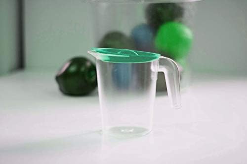 Roltex Small 500ml Plastic Frosted Clear Jug and Green Lid Reusable Virtually Unbreakable