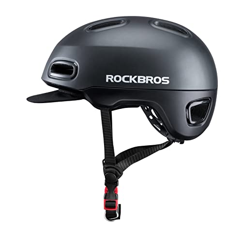 ROCKBROS(ロックブロス)自転車 ヘルメット 軽量 半キャップヘルメット 通勤用 大人 頭囲57-61cm バイザー付き 中学生 シティコミューター アーバンスタイル レディース メンズ 男女兼用 チタン