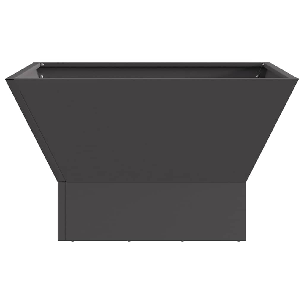 Chimenea negra de acero 60 x 60 x 35 cm, moderna estufa de jardín para terraza y exterior, calentador duradero con llama y diseño práctico para un calor acogedor al aire libre