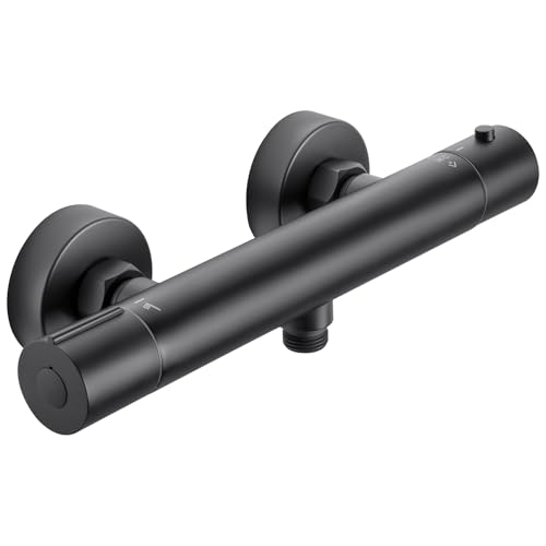Auralum Mitigeur Douche Thermostatique, Robinet Douche avec Bouton Sécurisé à 38°C Anti-brûlure Mitigeur, Mitigeur pour Douche Murale Alliage, Contrôle...