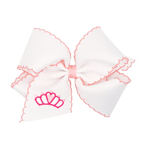 Wee Ones Girls' Princess Print Embroidered Grosgrain Hair Bow On A Weestay No-Slip Hair Clip, King, Crown Embroidered #TOP7