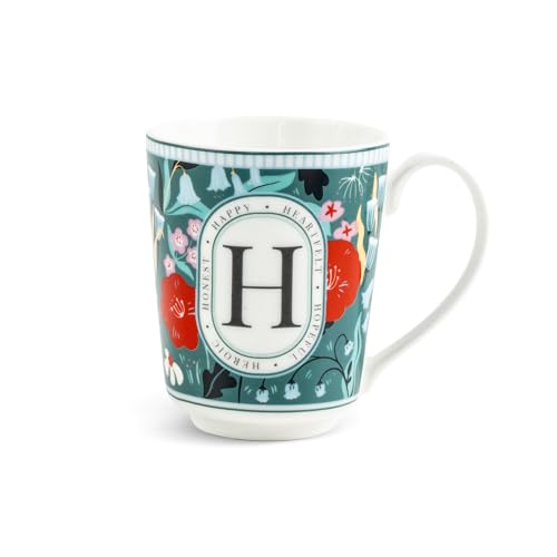 Image of Shay Alphabet Mug 300ml, Letter H Printed Coffee Mug for Girls, Boys, Friends | Ceramic Mug |Glossy Finish | Ceramic Coffee Cup | Porcelain | Microwave Safe (Alphabet Mug - H)