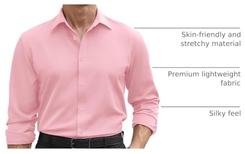 Image of COOFANDY Mens Stretch Dress Shirts Long Sleeve Button Down Shirt Regular Fit Formal Business Shirts
