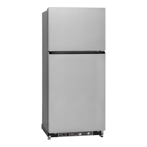Image of Techomey Propane Refrigerator with Freezer 19 Cu.Ft, Off Grid Gas Fridge, Dual Power Supply, Large Capacity Refrigerator for RV Home Outdoor Camper Kitchen, Stainless Steel