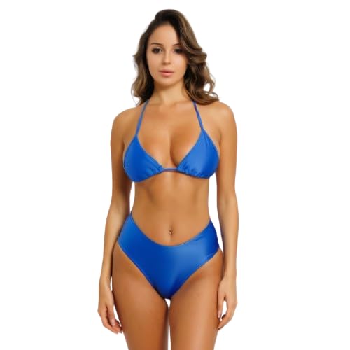 urge Classic Royal Blue High Cut Bikini Bottom for Women Flattering High Leg Moderate Coverage Swimwear Separate Bottom Only-picture-50