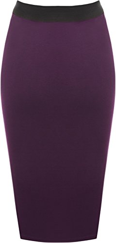 WearAll Womens Plus Size Plain Bodycon Pencil Ladies Stretch Office Midi Skirt 8-222