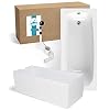 Calmwaters® Premium Badewanne Komplettset 170×75 cm Original, Made in EU, 3in1 Acryl-Badewanne mit Wannenträger & Ablaufgarnitur, Körperformbadewanne, Rechteckbadewanne 170 x 75, 200 l, Weiß