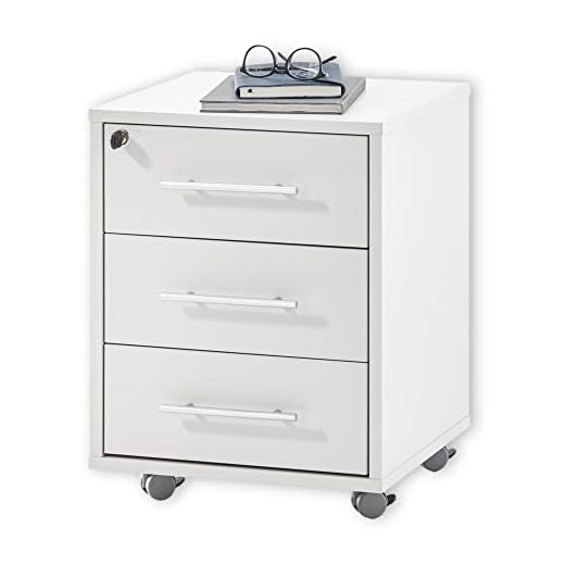 Stella Trading PRONTO Rollcontainer abschließbar, lichtgrau - Mobiler Büroschrank mit 3 Schubladen - Modernes Büromöbel Komplettset - 43 x 56 x 42 cm (B/H/T)