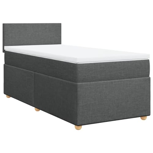 Groß Bettrahmen Mit Stauraum Tagesbett,Boxspringbett mit Matratze Dunkelgrau 90x190 cm Stoff für Kleine Räume, Gästezimmer – Bild 5