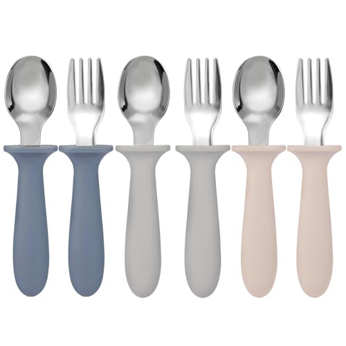 Eascrozn Toddler Forks and Spoons Set, 6 Pack Toddler Utensils, BPA Free
