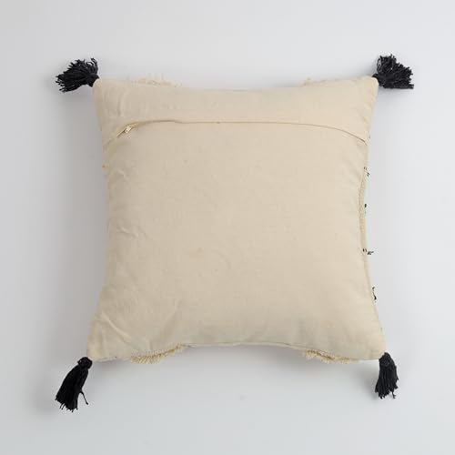 Image of TIB Premium Boho Decorative Throw Cushion Covers, 16 x 16 cm, Set of 2, Cotton. (Cream & Black Dots)-230 TC