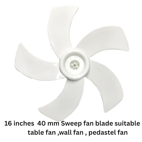 Image of 5 Leaf Fan Blade 16 Inch (400mm) with Lock Cap & 8mm Shaft | Universal for Table, Wall & Pedestal Fans | Multicolour Durable Plastic | Easy Install