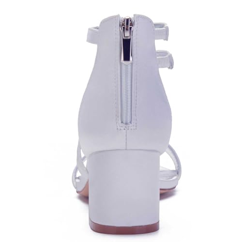 TarfiC Open Toe Heels for Women -Black Nude Gold Silver Rhinestones Zipper Heels Low Block Chunky Women Pumps with Ankle Strap -2.16 Inch2