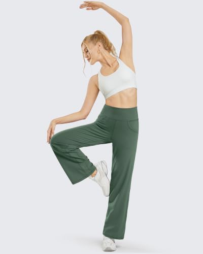 Image of Promover Wide Leg Pants for Woman Yoga Pants with Pockets Stretch
