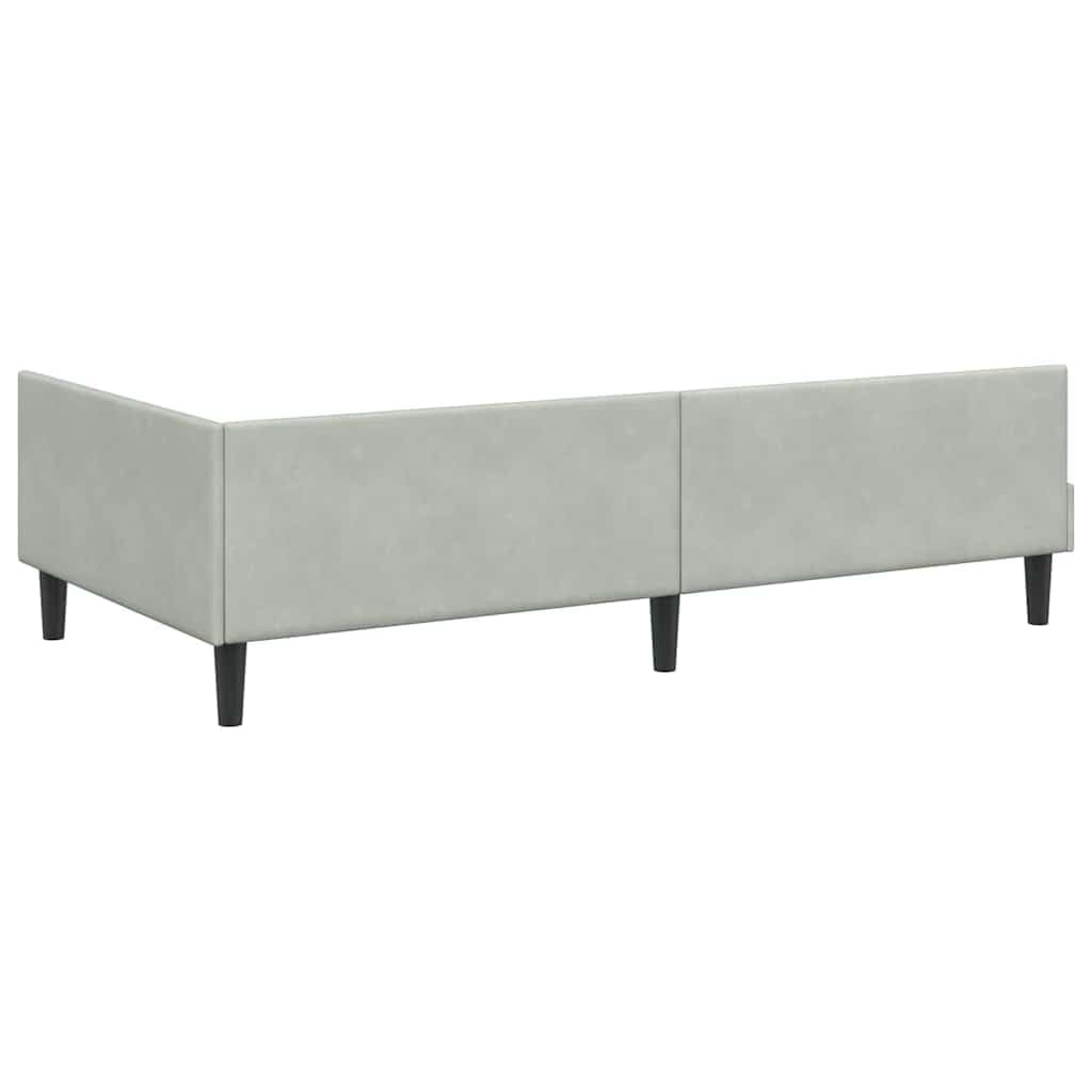 ACAGALA Tagesbett 100x200 cm, Bettgestell mit Kopfteil und Lattenrost, Eckbett in Stoff ohne Matratze, Jugendbett Einzelbett Gästebett Schlafsofa für Schlafzimmer Wohnzimmer, Hellgrau