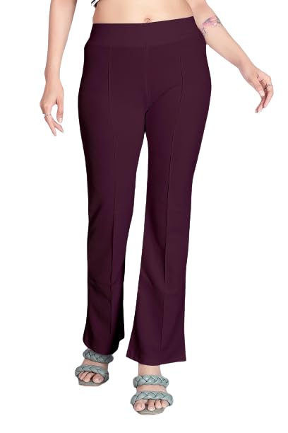 Image of Women's High Waist Bell Bottom Trouser, Elastic Flared Bootcut Pants