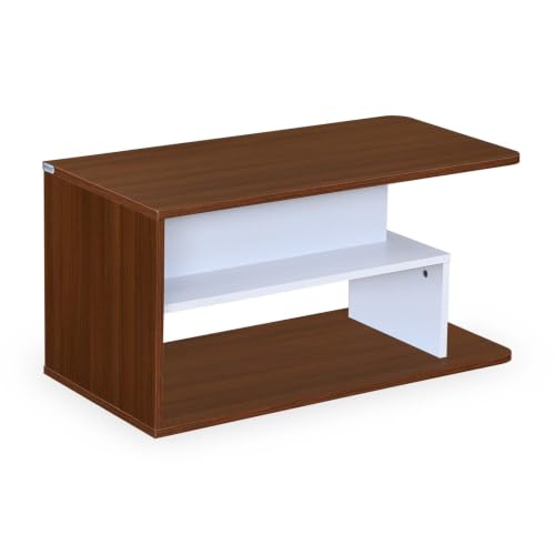 Image of Nilkamal Sara Wooden Center Table | Coffee Table with 1 Surface Top and Open Mid-Shelf | Engineered Wood | Tea Table for Home, Living Room, Office | Classic Walnut and White | DIY(Do It Yourself)