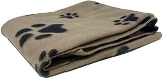 Puppy Blanket Pet Blankets Dog Cat Fleece Pet Sleep Mat Pad Bed Cover With Paw Print Soft Warm Blanket For Animals Blue Pink Black Beige 73cmx70cm HTUK® (1X BEIGE)