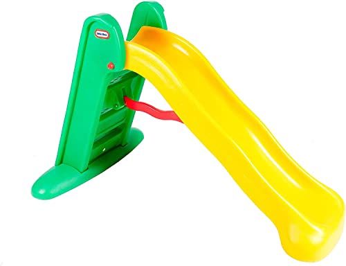 Little Tikes Tobogán Grande Fácil de Guardar, Juego para Interiores o Exteriores, Durable, Estable, Apto para Niños, Se Pliega para Facilitar el Traslado y el Almacenamiento, Naranja y Verde