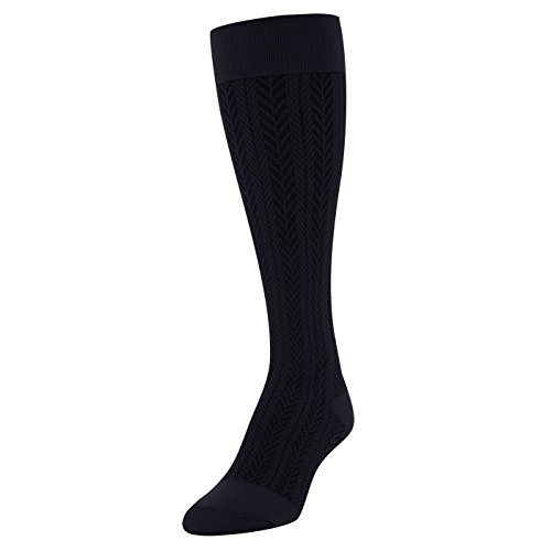 Gold Toe Women's Moderate Compression Herringbone Trouser Socks, 1 Pair, black, Shoe Size: 6-9