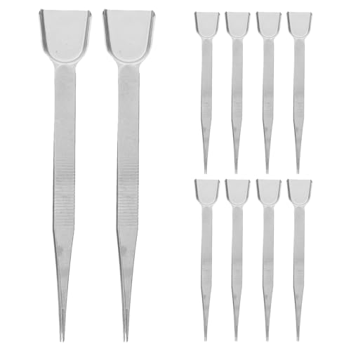 EXCEART Ensemble de 10 Pinces à Épiler en Acier Inoxydable à Double Embout Rainure Spécifique, Outils Professionnels Création de Bijoux Manipulation Sécurisée de Perles