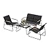 WOLTU Gartenmöbel Set 4-teilig1 Tisch & 1 Zweisitzer-Sofa & 2 Sessel mit Rückenlehne und Armlehnen Ergonomisches Design UV-beständig Balkonmöbel für Terrasse und Balkon, Schwarz