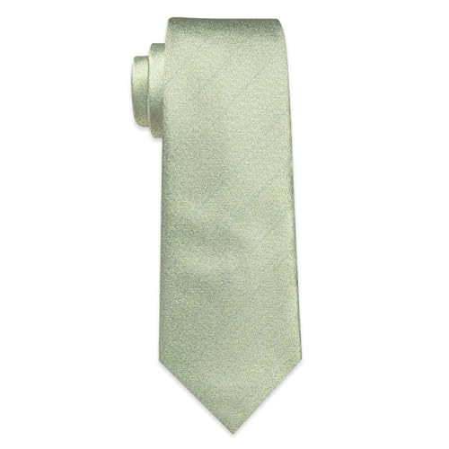 Image of YourTies Sage Green Ties for Men Silk Seafoam Necktie Pocket Square Cufflinks Solid Color Formal Business Party Wedding