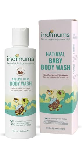 Image of Indimums Natural Baby Body Wash 200ml | Cleans Without Stripping | Supports Skin Barrier | Reetha & Shikakai Not SLS | pH Balanced | Tear-Free | Dermatologist Tested