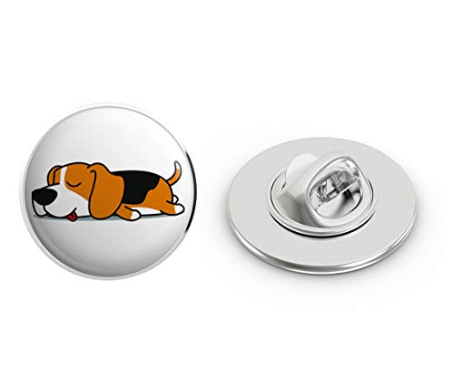 Cute Sleepy Lazy Beagle Puppy Dog Cartoon Round Metal 0.75
